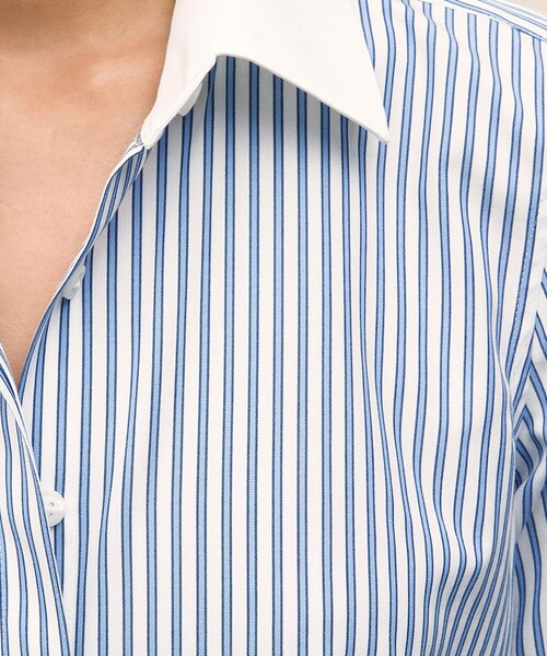BROOKS BROTHERS(ブルックスブラザーズ)の「スーピマコットンストレッチ フレンチカフス クレリックシャツ Fitted Fit(シャツ/ブラウス・レディース・ブルー・8/0/2/4/6)」の4枚目の写真