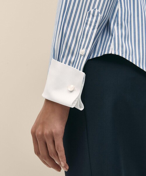 BROOKS BROTHERS(ブルックスブラザーズ)の「スーピマコットンストレッチ フレンチカフス クレリックシャツ Fitted Fit(シャツ/ブラウス・レディース・ブルー・8/0/2/4/6)」の5枚目の写真