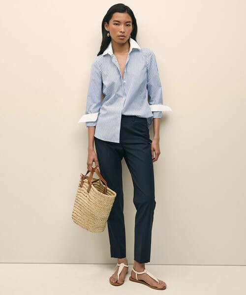 BROOKS BROTHERS(ブルックスブラザーズ)の「スーピマコットンストレッチ フレンチカフス クレリックシャツ Fitted Fit(シャツ/ブラウス・レディース・ブルー・8/0/2/4/6)」の6枚目の写真