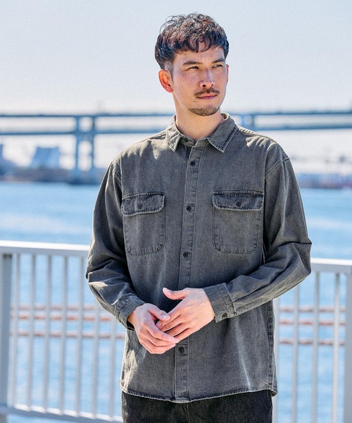 FOUND GOOD(ファウンドグッド)の「ウォッシュドデニムシャツ(シャツ/ブラウス・メンズ・グレー系5/ブルー系5/ネイビー・M/L/XL)」の4枚目の写真