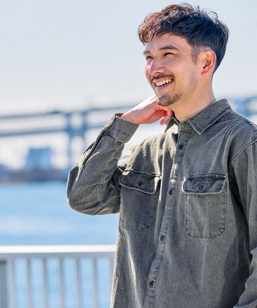 FOUND GOOD(ファウンドグッド)の「ウォッシュドデニムシャツ(シャツ/ブラウス・メンズ・グレー系5/ブルー系5/ネイビー・M/L/XL)」の6枚目の写真