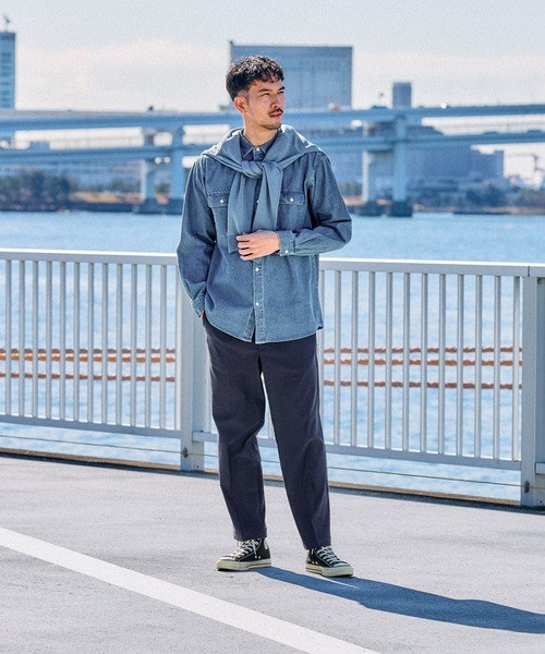 FOUND GOOD(ファウンドグッド)の「ウォッシュドデニムシャツ(シャツ/ブラウス・メンズ・グレー系5/ブルー系5/ネイビー・M/L/XL)」の7枚目の写真