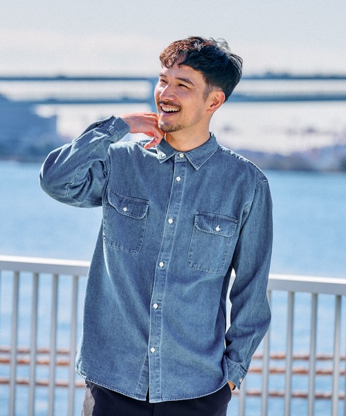 FOUND GOOD(ファウンドグッド)の「ウォッシュドデニムシャツ(シャツ/ブラウス・メンズ・グレー系5/ブルー系5/ネイビー・M/L/XL)」の11枚目の写真