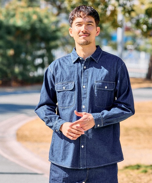 FOUND GOOD(ファウンドグッド)の「ウォッシュドデニムシャツ(シャツ/ブラウス・メンズ・グレー系5/ブルー系5/ネイビー・M/L/XL)」の14枚目の写真