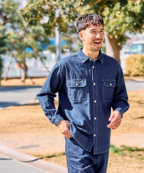 FOUND GOOD(ファウンドグッド)の「ウォッシュドデニムシャツ(シャツ/ブラウス・メンズ・グレー系5/ブルー系5/ネイビー・M/L/XL)」の15枚目の写真