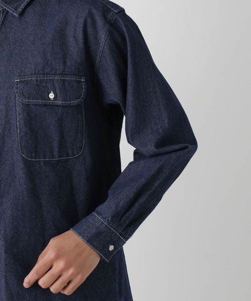 FOUND GOOD(ファウンドグッド)の「ウォッシュドデニムシャツ(シャツ/ブラウス・メンズ・グレー系5/ブルー系5/ネイビー・M/L/XL)」の21枚目の写真