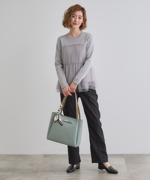 grove（グローブ）の「人間工学ベルトタックスカーフ付きトート（トートバッグ・レディース・ライトグレー/ライトブルー/ブラック/アイボリー・00）」の13枚目の写真