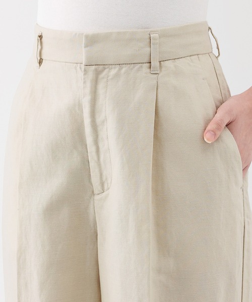 無印良品（ムジルシリョウヒン）の「婦人　ヘンプ混　ツイルタックワイドパンツ（その他パンツ・レディース・アイボリー/ブラック・XL/L/M/S）」の6枚目の写真