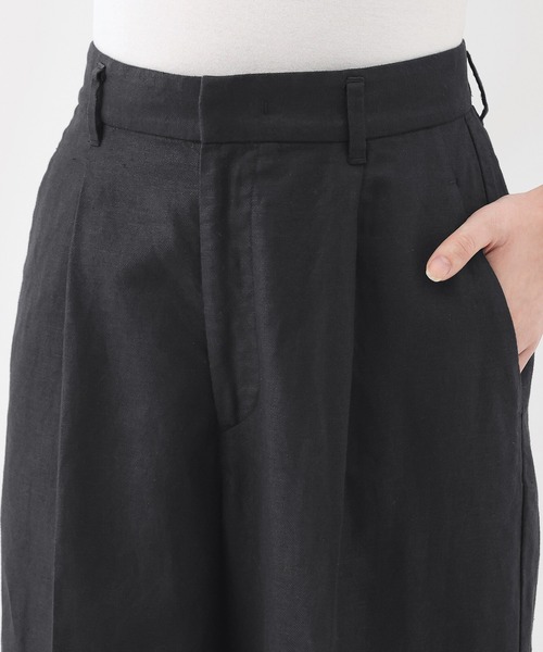 無印良品（ムジルシリョウヒン）の「婦人　ヘンプ混　ツイルタックワイドパンツ（その他パンツ・レディース・アイボリー/ブラック・XL/L/M/S）」の14枚目の写真