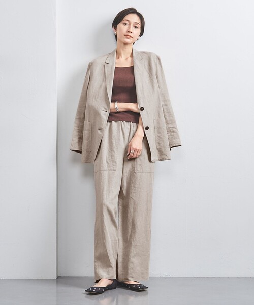 UNITED ARROWS(ユナイテッドアローズ)の「リネン パッチポケット イージーパンツ(その他パンツ・レディース・ダークブラウン/ブラック/ナチュラル・34/36/38)」の5枚目の写真