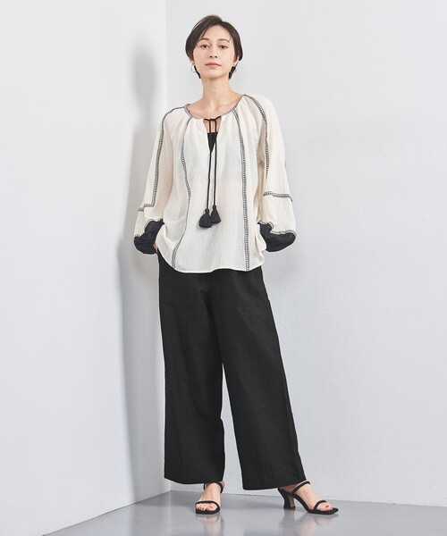 UNITED ARROWS(ユナイテッドアローズ)の「リネン パッチポケット イージーパンツ(その他パンツ・レディース・ダークブラウン/ブラック/ナチュラル・34/36/38)」の9枚目の写真