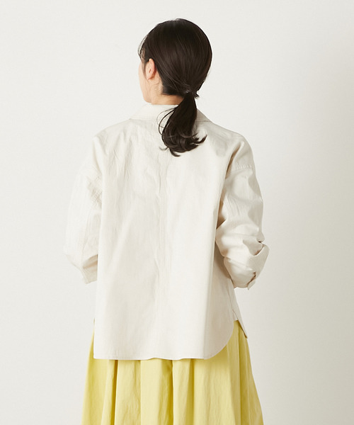 MELROSE claire（メルローズ クレール）の「【TCワッシャーシャツブルゾン】（その他アウター・レディース・ダークネイビー/キナリ/グリーン系その他・FREE）」の5枚目の写真