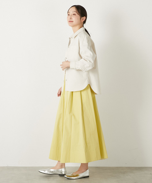 MELROSE claire（メルローズ クレール）の「【TCワッシャーシャツブルゾン】（その他アウター・レディース・ダークネイビー/キナリ/グリーン系その他・FREE）」の9枚目の写真