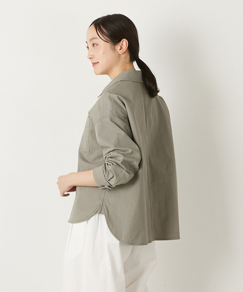 MELROSE claire（メルローズ クレール）の「【TCワッシャーシャツブルゾン】（その他アウター・レディース・ダークネイビー/キナリ/グリーン系その他・FREE）」の13枚目の写真