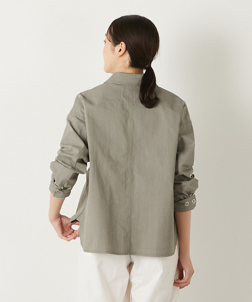 MELROSE claire（メルローズ クレール）の「【TCワッシャーシャツブルゾン】（その他アウター・レディース・ダークネイビー/キナリ/グリーン系その他・FREE）」の14枚目の写真