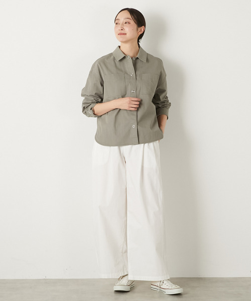 MELROSE claire（メルローズ クレール）の「【TCワッシャーシャツブルゾン】（その他アウター・レディース・ダークネイビー/キナリ/グリーン系その他・FREE）」の16枚目の写真