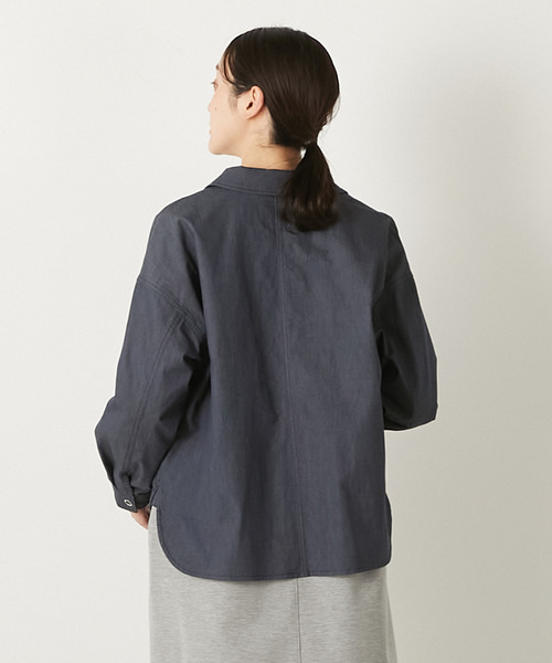 MELROSE claire（メルローズ クレール）の「【TCワッシャーシャツブルゾン】（その他アウター・レディース・ダークネイビー/キナリ/グリーン系その他・FREE）」の21枚目の写真