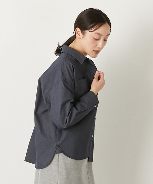 MELROSE claire（メルローズ クレール）の「【TCワッシャーシャツブルゾン】（その他アウター・レディース・ダークネイビー/キナリ/グリーン系その他・FREE）」の22枚目の写真