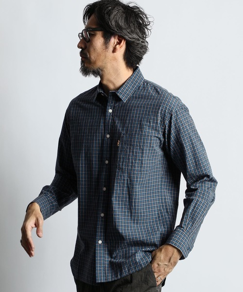 The DUFFER of ST.GEORGE(ザダファーオブセントジョージ)の「ORGANIC COTTON REGULAR COLLAR SHIRT:オーガニックコットン ベーシック チェックシャツ(シャツ/ブラウス・メンズ・ブルー/ブラウン・MEDIUM/X-LARGE/LARGE)」の5枚目の写真