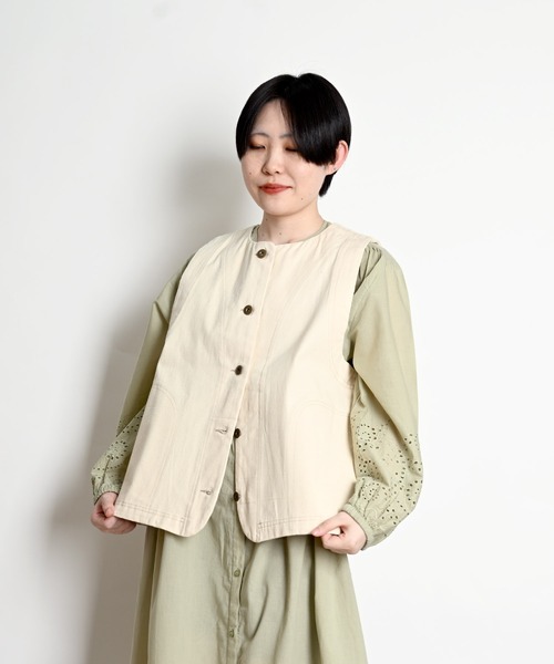前開きボタン デニムベスト（ベスト）｜MARAI（マーライ）の
