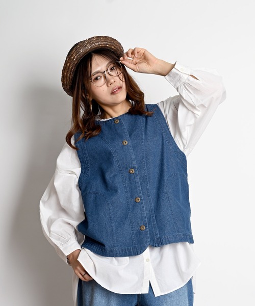 前開きボタン デニムベスト（ベスト）｜MARAI（マーライ）の