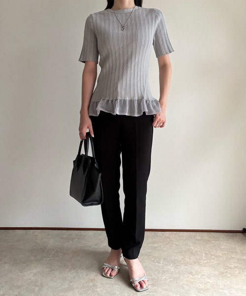 ラメシアーフリルハーフスリーブニットプルオーバー Emma Taylor