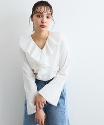 QUEENS COURT（クイーンズコート）の「ラッフルフリルブラウス≪手洗い可能≫（シャツ/ブラウス）」