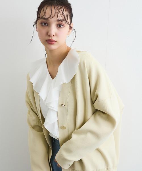 QUEENS COURT / クイーンズコート ラッフルフリルブラウス≪手洗い可能≫ ラッフルフリルブラウス≪手洗い可能≫／クイーンズコート