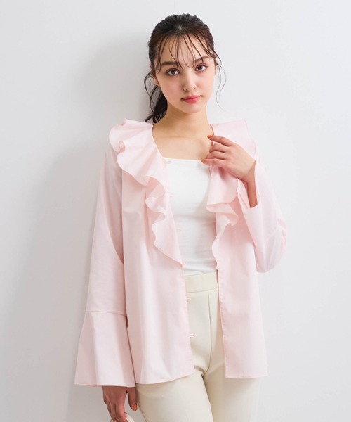 QUEENS COURT / クイーンズコート ラッフルフリルブラウス≪手洗い可能≫ ラッフルフリルブラウス≪手洗い可能≫／クイーンズコート