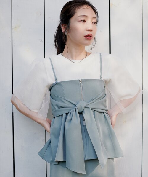 natural couture（ナチュラルクチュール）の「チュールレイヤードニットプルオーバー（ニット/セーター・レディース・サックスブルー/ブラック/オフホワイト/ピンク・FREE）」の11枚目の写真