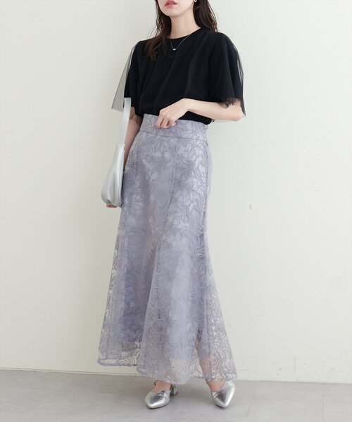 natural couture（ナチュラルクチュール）の「チュールレイヤードニットプルオーバー（ニット/セーター・レディース・サックスブルー/ブラック/オフホワイト/ピンク・FREE）」の17枚目の写真