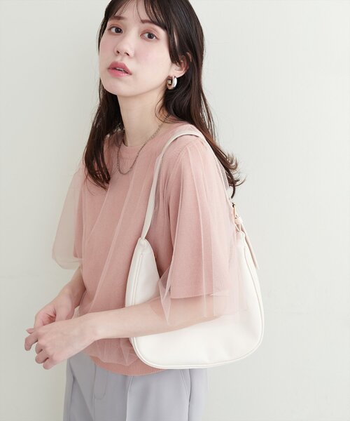 natural couture（ナチュラルクチュール）の「チュールレイヤードニットプルオーバー（ニット/セーター・レディース・サックスブルー/ブラック/オフホワイト/ピンク・FREE）」の5枚目の写真