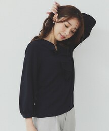 フリルバーデザインブラウス【洗濯機洗い可/イージーアイロン/防シワ】