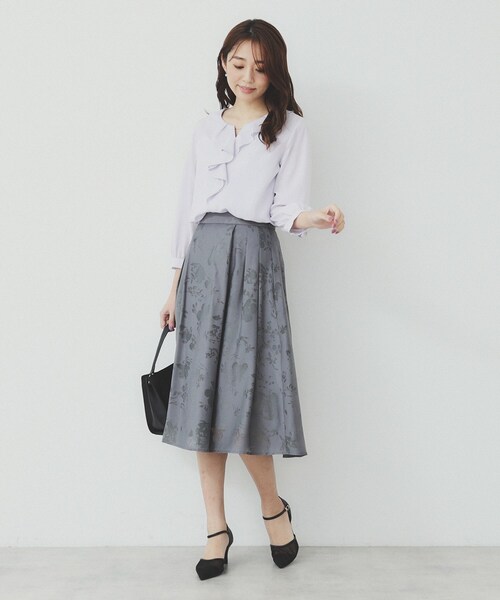 index(インデックス)の「フリルバーデザインブラウス【洗濯機洗い可/イージーアイロン/防シワ】(シャツ/ブラウス・レディース・ナチュラル/パープル/ネイビー/ホワイト系9・36/38/40/42)」の10枚目の写真