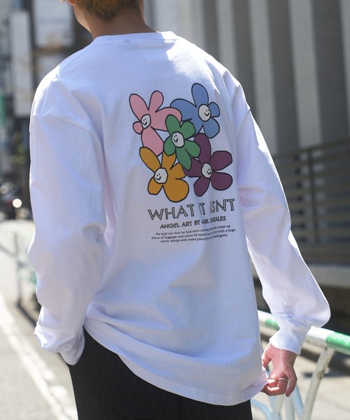 (What it isNt)ART BY MARKGONZALES(ワットイットイズント)の「【MARKGONZALES】What it isNt フラワーグラフィックプリント LONG SLEEVE TEE(Tシャツ/カットソー・メンズ・ブラック/ブラウン系その他2/ホワイト系その他2/ホワイト/ブラウン/ブラック系その他2・XL/L/M)」の2枚目の写真