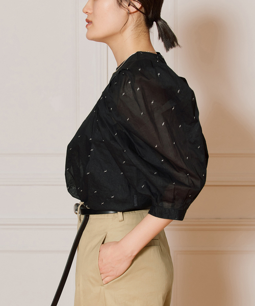 IENA LA BOUCLE コットンオーガンザエンブロイダリーパフィー
