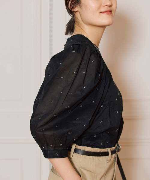IENA LA BOUCLE コットンオーガンザエンブロイダリーパフィー