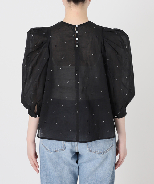 新品　IENA LA BOUCLE コットンオーガンザエンブロイダリーブラウス IENA LA BOUCLE コットンオーガンザエンブロイダリーパフィー