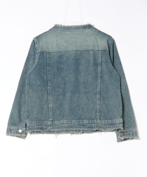 Sakka（サッカ）の「ノーカラーダメージデニムジャケット（デニムジャケット・レディース・インディゴブルー・SMALL/MEDIUM/LARGE）」の5枚目の写真