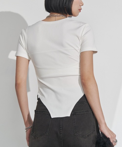 Solace（ソレイス）の「スクエアネックスリムテレコリブTシャツ（Tシャツ/カットソー・レディース・ブラック/ホワイト・FREE）」の11枚目の写真