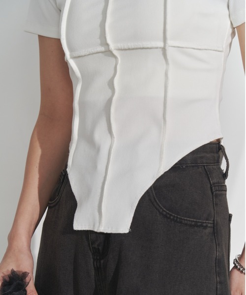 Solace（ソレイス）の「スクエアネックスリムテレコリブTシャツ（Tシャツ/カットソー・レディース・ブラック/ホワイト・FREE）」の13枚目の写真