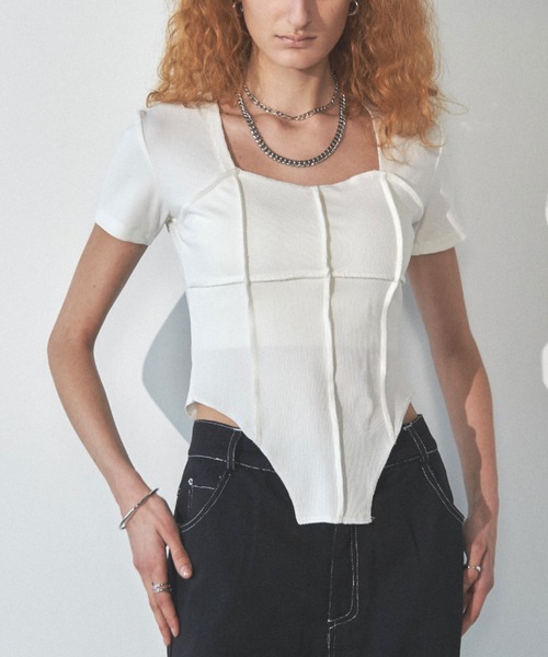 Solace（ソレイス）の「スクエアネックスリムテレコリブTシャツ（Tシャツ/カットソー・レディース・ブラック/ホワイト・FREE）」の15枚目の写真