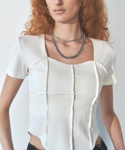 Solace（ソレイス）の「スクエアネックスリムテレコリブTシャツ（Tシャツ/カットソー・レディース・ブラック/ホワイト・FREE）」の19枚目の写真