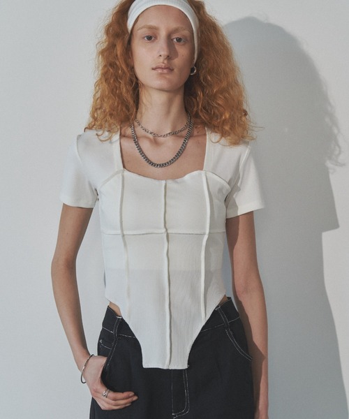 Solace（ソレイス）の「スクエアネックスリムテレコリブTシャツ（Tシャツ/カットソー・レディース・ブラック/ホワイト・FREE）」の21枚目の写真