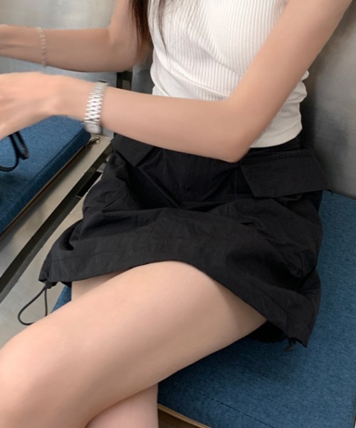 Teem Store(チームストア)の「ナイロンカーゴミニスカート(スカート・レディース・ブラック/カーキ/グレー/ホワイト/ピンク・F)」の19枚目の写真