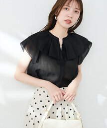 natural couture | タックフリル衿スキッパーあきブラウス(シャツ/ブラウス)