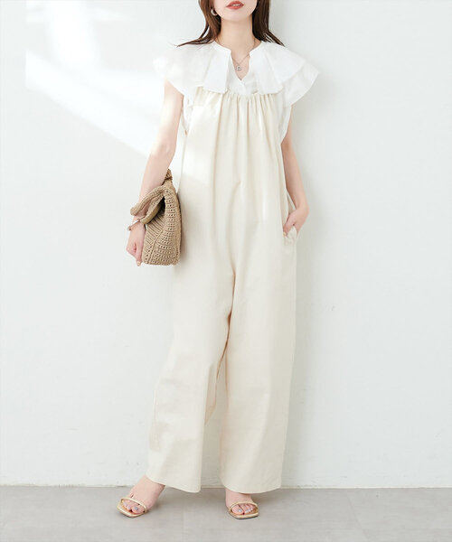 natural couture（ナチュラルクチュール）の「タックフリル衿スキッパーあきブラウス（シャツ/ブラウス・レディース・ラベンダー/ブルー/ブラック/オフホワイト・FREE）」の8枚目の写真