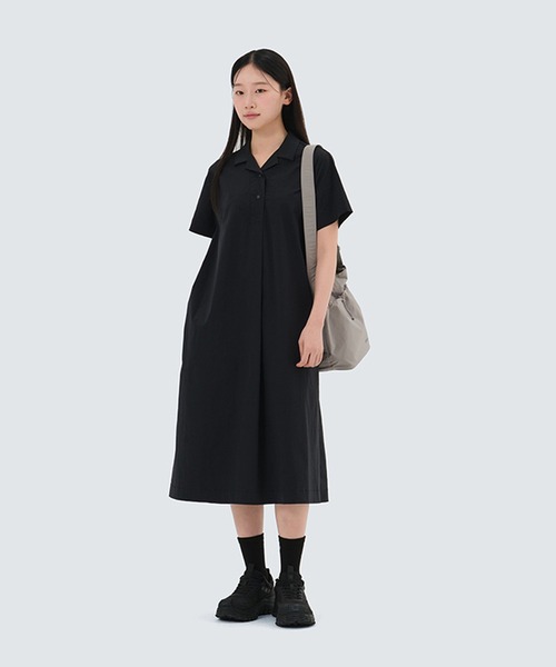 Snow Peak(スノーピーク)の「Cooling Root Collared Dress(ワンピース・メンズ・グレー/ブラック/カーキ・S/M/L)」の2枚目の写真