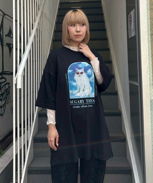 Candy Stripper(キャンディストリッパー)の「SUGARY TIMES BIG BIG Tシャツ(Tシャツ/カットソー・レディース・ブラック/ライトブルー/オフホワイト/ピンク・FREE)」の19枚目の写真