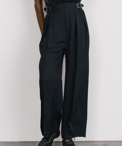 CREDONA(クレドナ)の「ACETATE GURKHA PANTS/アセテートグルカパンツ(スラックス・レディース・ブラック/アイボリー/ベージュ・0/1)」の10枚目の写真